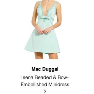 MAC DUGGAL Ieena Beaded and Bow Embellished Mini dress BRAND NEW W/ TAGS